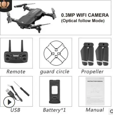 WiFi FPV RC Дрон 4K камера оптический поток 1080P HD Двойная камера воздушный видео Квадрокоптер самолет вертолет самолет детские игрушки - Цвет: 0.3 mp camera black