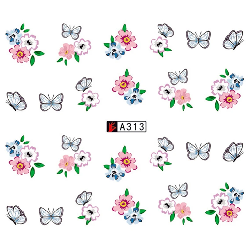 GAM BELLE 1 Sheet DIY Flower Slider Water Transfer Sticker Nail Art Pink Rose Flower Decals 3
