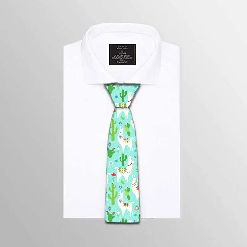 3D Printed Men's Polyester Slim Tie Funny Pattern Wedding Party Casual Happy 8cm Wide Tie Jacquard Weave Man Shirt Accessories