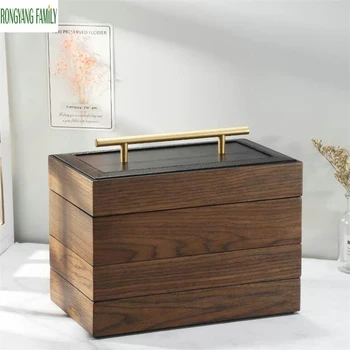 

Nordic Jewelry Storage Box Necklace Holder High Capacity Stud Earrings Ring Organizer Box Retro Home Wood Bracelets Storage Bins
