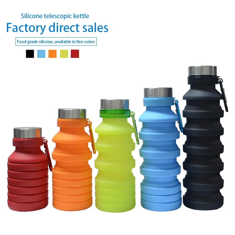 

550ml Silicone Water Bottle Outdoor Camping Kettle Glass Logo