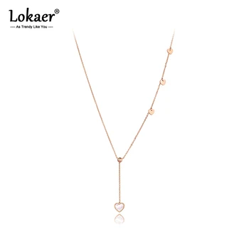 Lokaer Original Design Stainless Steel Love Heart Charm Chain Choker Necklace Jewelry Bohemia Pendant Necklace For Women N20191