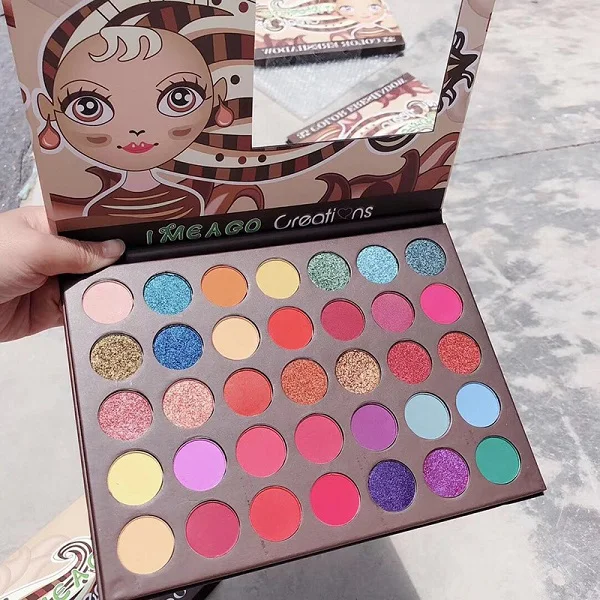 55 Палитра теней Shimmer матовый блеск Тени для век Pallete 35 цветов пигментированный телесный водонепроницаемый макияж палитра теплая цветная косметика - Цвет: 55