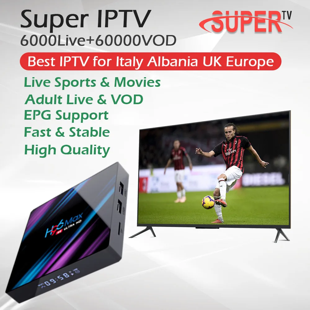 

H96 MAX X2 Android 9.0 TV Box 4G/64G S905X2 BT4.0 WiFi+1 Year Italy IPTV Subscription Albania Spain Adult UK Europe Smart IPTV