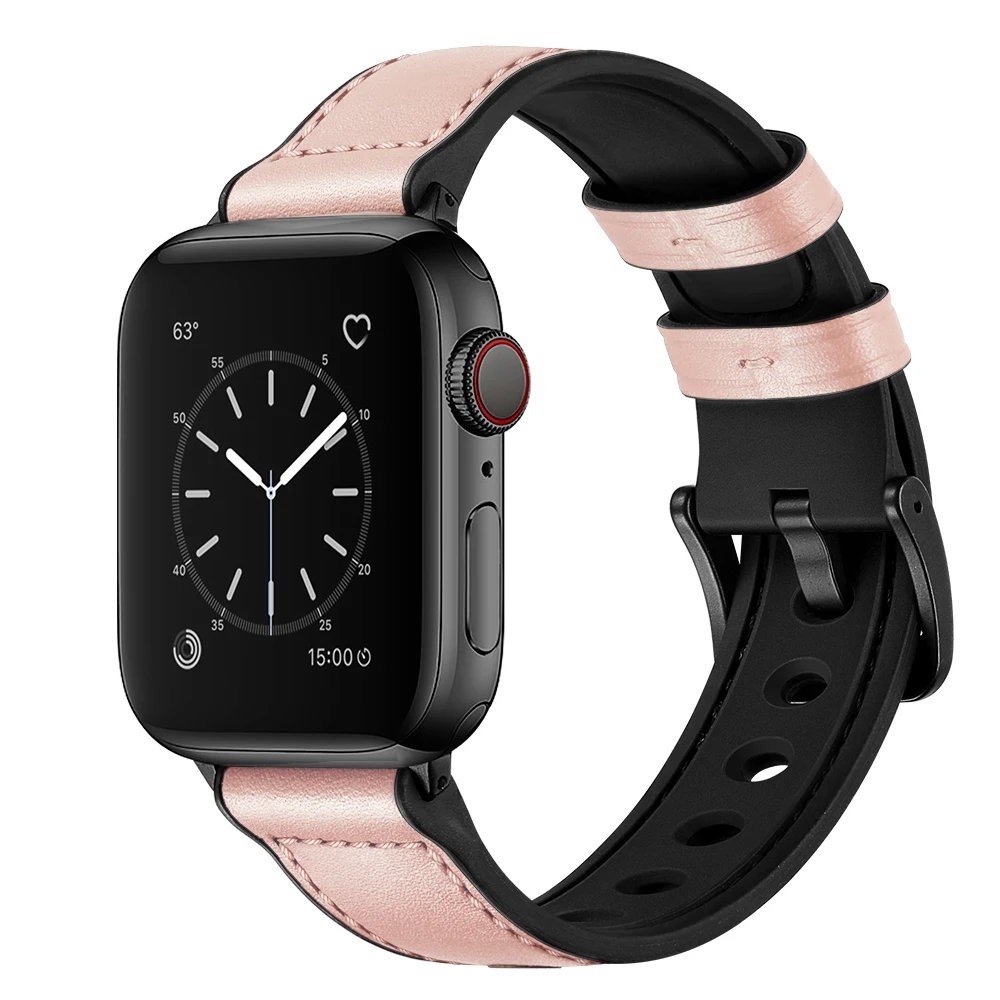 Genuine Leather mix silicone band for 