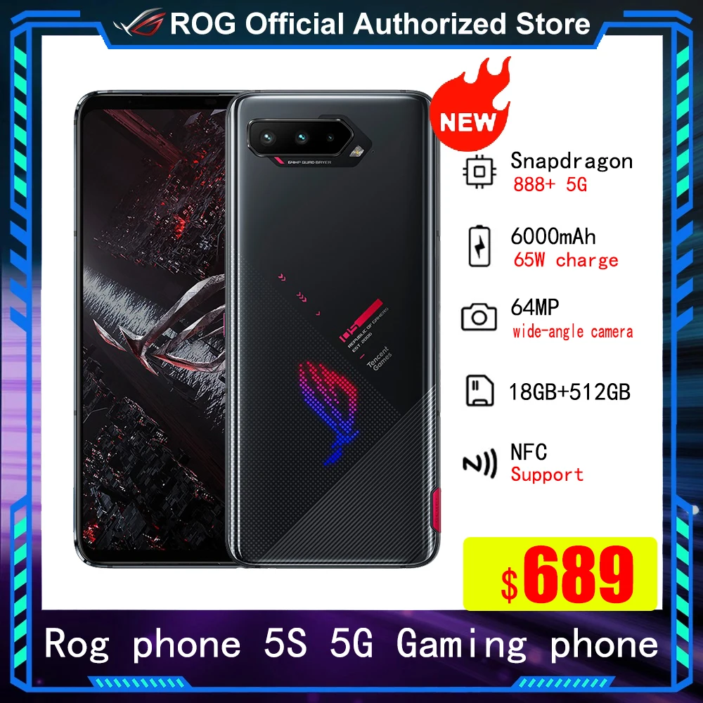 Смартфон ASUS ROG Phone 5S Pro 18 ГБ 512 Snapdragon 888 Plus 6000 мАч 65 Вт быстрая зарядка ROG5