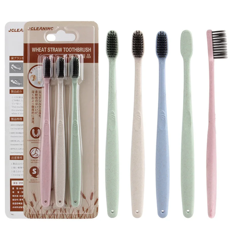 

Wheat Straw Soft Bristle Toothbrush Adult Nanometer Toothbrush Manufacturers Wholesale Small Head Bamboo Charcoal Oral Cleaning