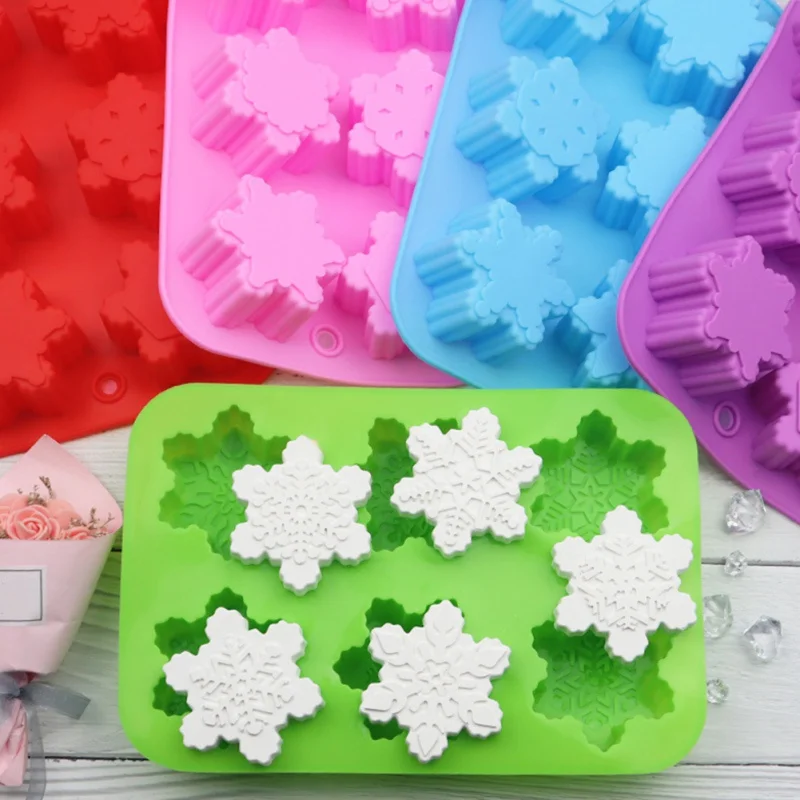 

6 Grids Silicone Snowflake Cake Soap Mold christmas Baking Mold DIY pudding chocolates candle aromatherapy Mold For Kitchen