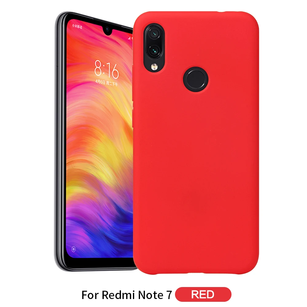 Чехол для телефона Redmi Note 7, чехол для Xiaomi Redmi Note 7, однотонный силиконовый чехол для Redmi Note 6, 7 Pro, чехол для Xiaomi - Цвет: Красный