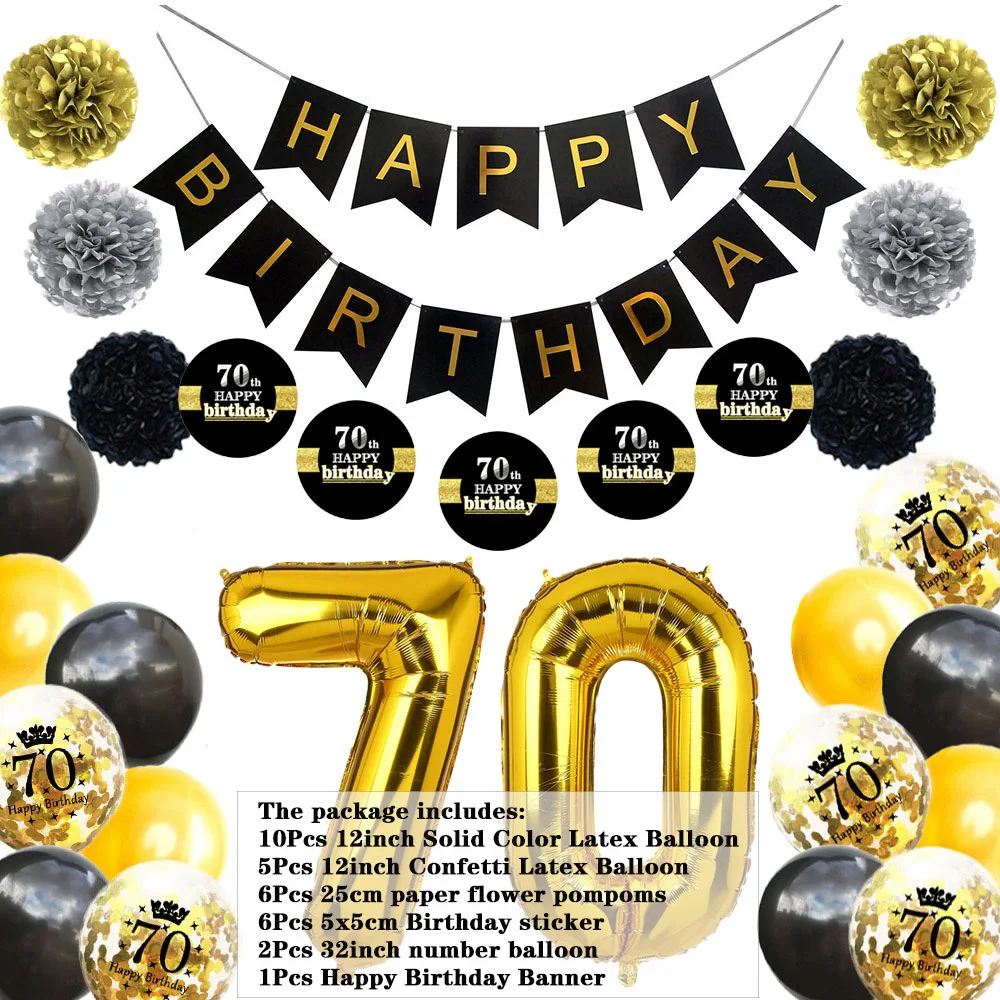 Amawill золотой черный комплект 30 день рождения украшения наборы с днем рождения баннер 30 лет вечерние принадлежности 8D - Цвет: No.27