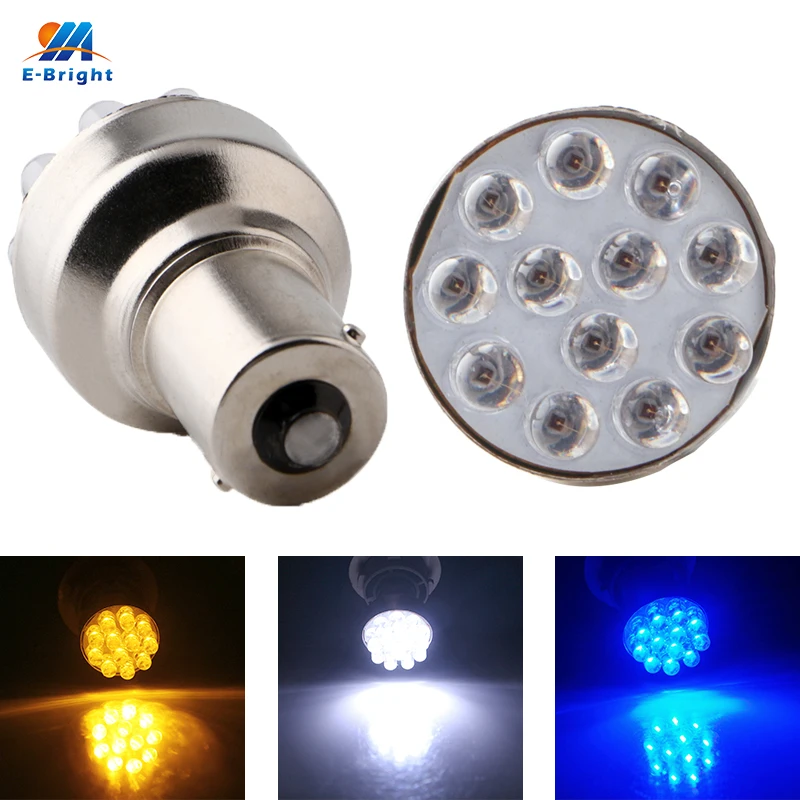 YM E-Bright 100 шт. Автомобильный светодиодный свет 1156 BA15S P21W 1157 BAY15D P21/5 Вт 12 SMD поворотные задние авто лампы Белый Янтарный синий красный зеленый