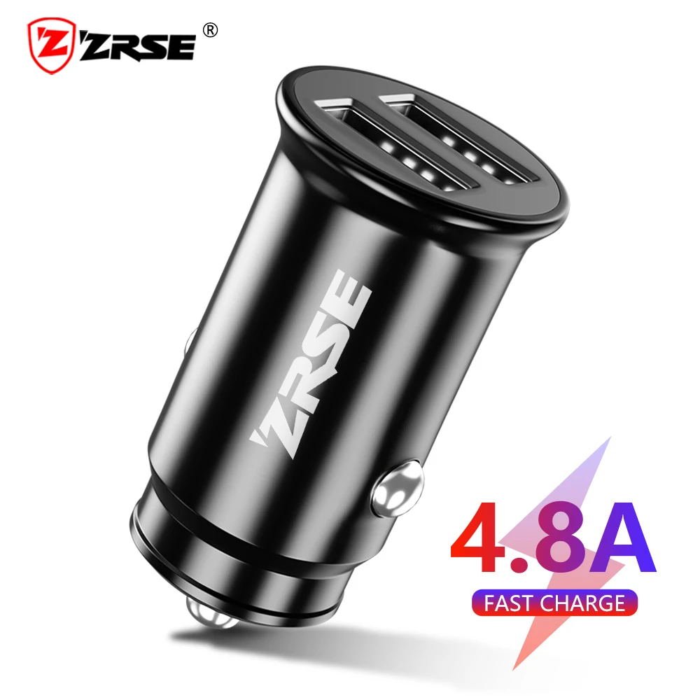 Автомобильное зарядное устройство ZRSE Mini USB 12 Вт быстрая зарядка двойное для IOS
