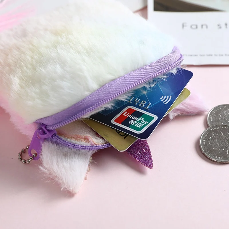 Девушка квадратной формы Единорог монетница кошелек опрятный наушник сумка женский плюшевый держатель для карт детский подарок меховой кошелек сумка для наушников