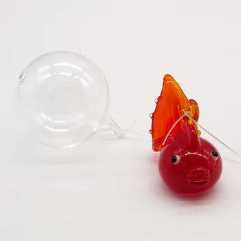 

Custom wholesale decorative glass miniature marine animal figurine handmade red fish small statue Aquarium fish tank ornament
