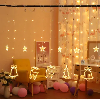 

Elk Bell String Light LED Christmas Decor For Home Hanging Garland Christmas Tree Decor Navidad Xmas Gift New Year(F)
