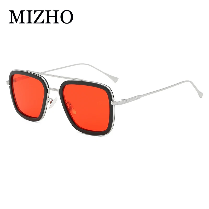 MIZHO модные желтые Мстители Tony Stark летные солнцезащитные очки мужские Поляризованные квадратные брендовые дизайнерские синие женские солнцезащитные очки Oculos