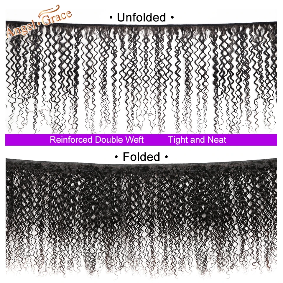 Angel Grace перуанские вьющиеся волосы 3 Связки с фронтальной человеческие волосы переплетения уха до уха синтетический Frontal шнурка волос