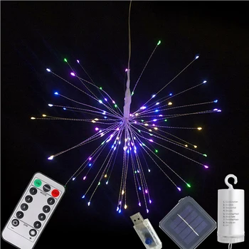 

USB battery Solar Waterproof 8 mode remote Timer DIY Fireworks led String lights Garland Decor For Christmas Party Wedding