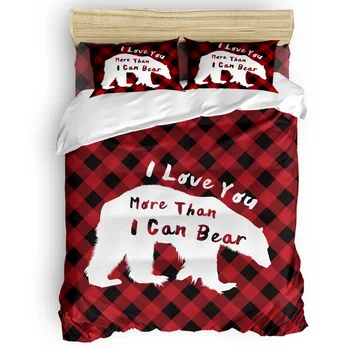 

Happy Valentine'S Day I Love You More Than I Can Bear Pattern Duvet Cover Set 3/4pcs Bedding Set Bed Sheet Pillowcases Cover Set