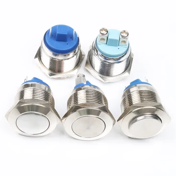

19mm Metal brass chrome press button switch spherical domed/high/flat 1NO momentary Car waterproof auto reset Push Button Switch