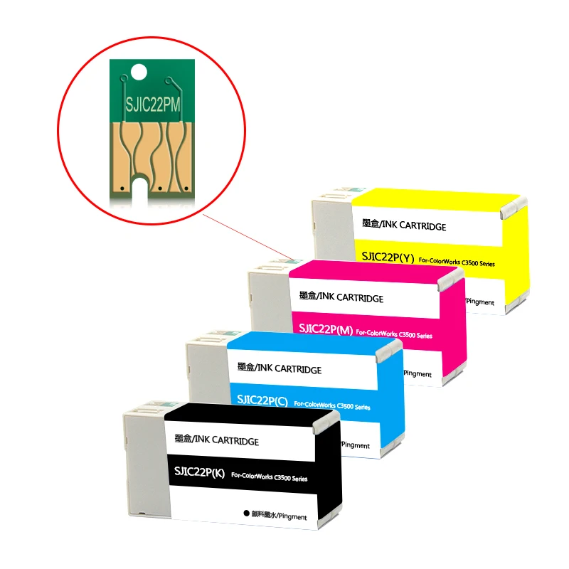 For EPSON SJIC22P Ink Cartridge Chip For Epson ColorWorks C3500 TM-C3500 Label Printer Chips One Time Chip 28ml
