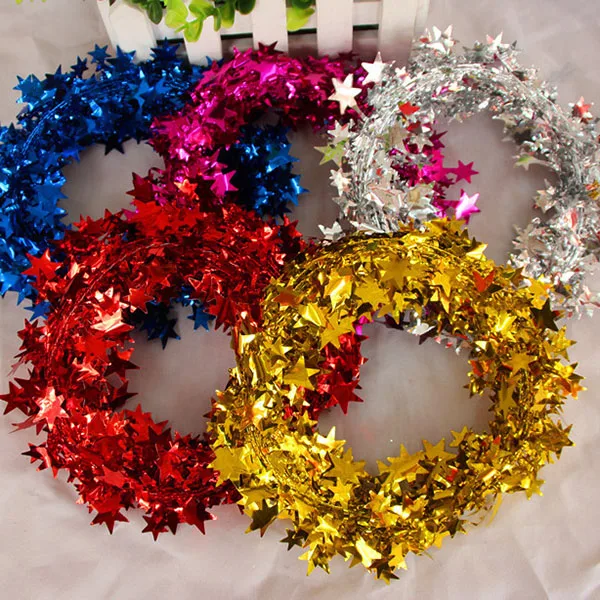 

5M Christmas Party Blue Gold Star Foil Festive Wire Garland Decoration Party