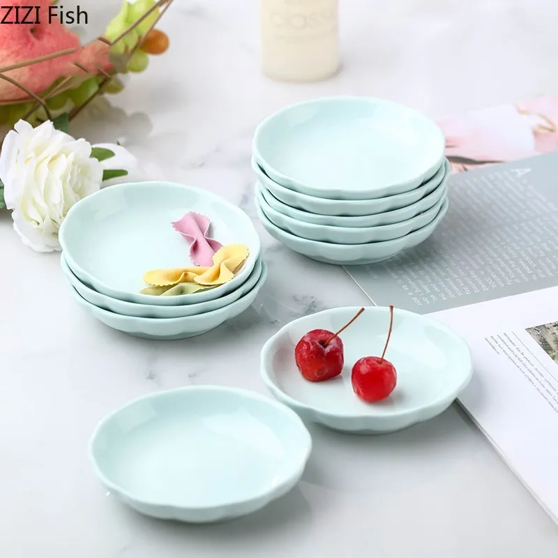 Ceramic Marble Dish Fruit Seasoning Sauce Bowl Plates Japanese Sushi Tableware 