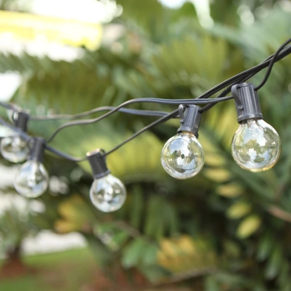 european plug, G40 Globe strings with 25 clear bulbs, 25Ft UL listed for indoor and outdoor decoration for garden, patio, party