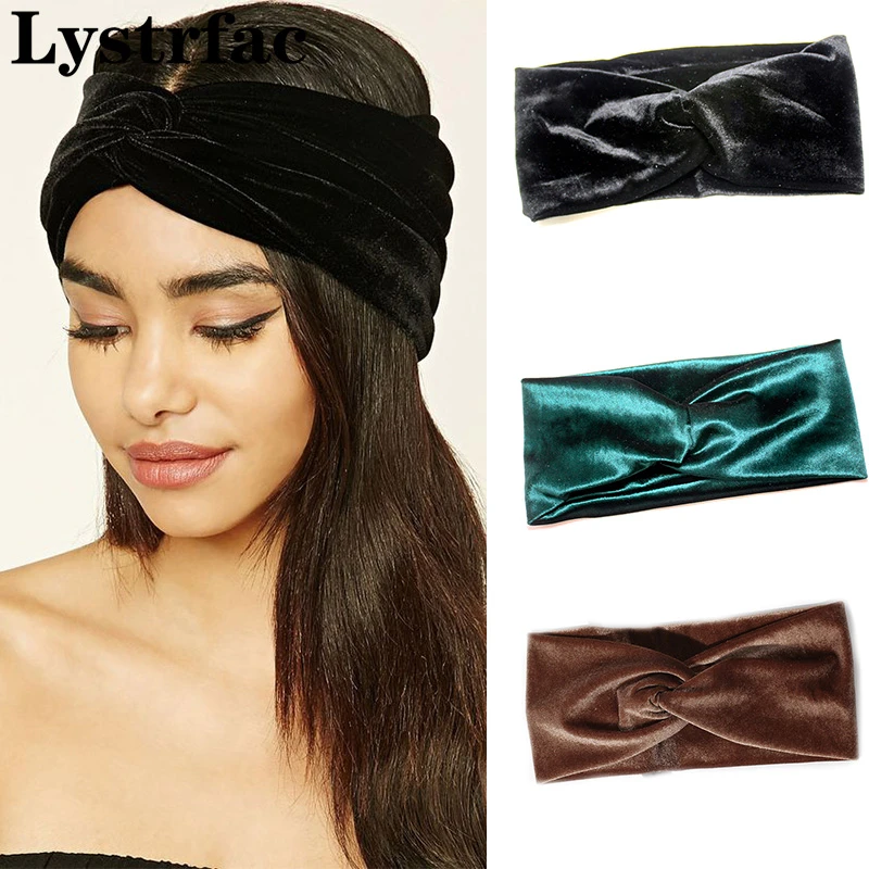Lystrtac Diadema de terciopelo trenzado para mujer y niña, turbante Vintage negro, turbante elástico, accesorios para el cabello|Accesorios para el pelo de mujer| - AliExpress