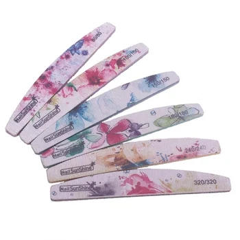 

6 Pcs/set New High-quality Professional Printed Nail Files Polished Manicure Setback Sand Strips Colorful Flower Nail Art Tools