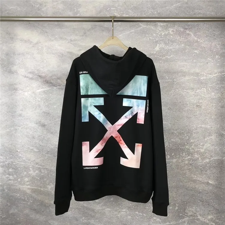 Off-white ограниченная розовая Синяя толстовка с капюшоном с изображением акварели