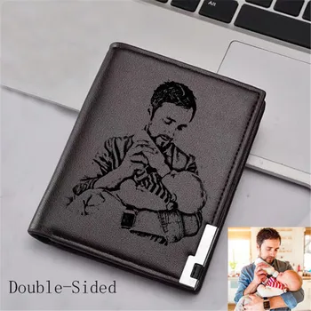 

Personalized Wallet Men PU Leather Custom Engraved Photo Personalized Wallet Bifold Purse Wallets Handmade Gift for Him/Men 2020