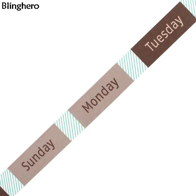 Blinghero 15 мм X 5 м Week Print васи лента Sunday Monday маскирующая лента модная клейкая лента крутая наклейка подарок для студентов BH0406
