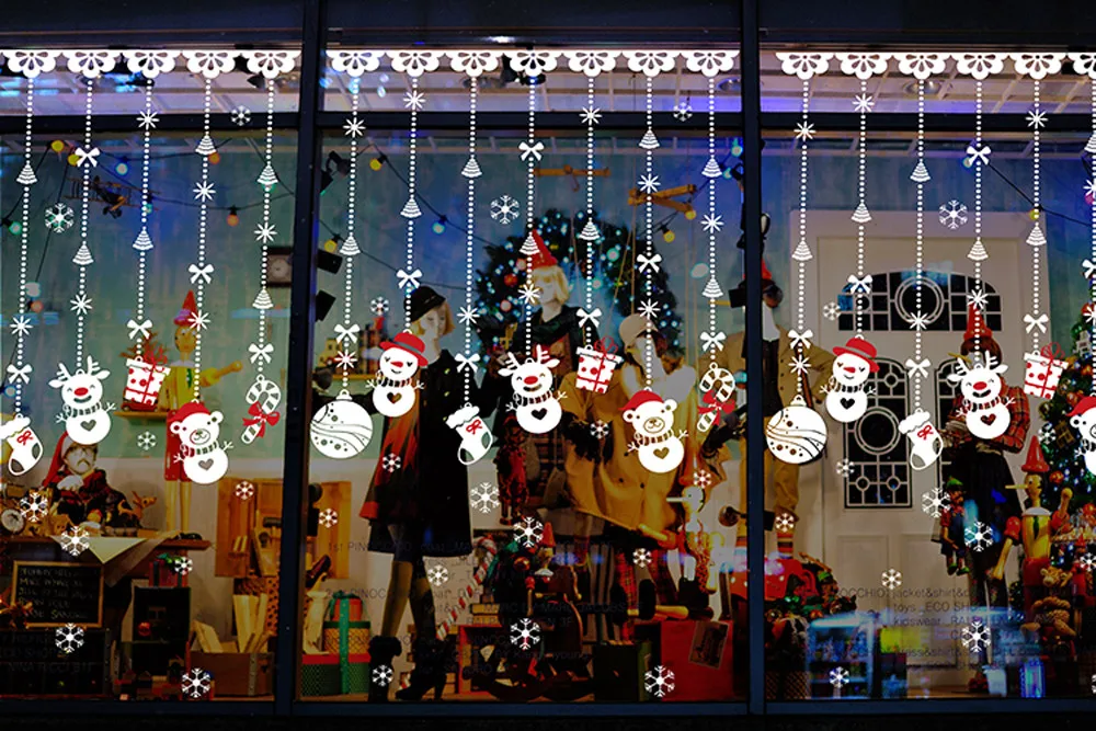 Рождественский снежок наклейки на окна стены съемные домашние декоративные обои виниловые оконные наклейки на стену Наклейка рождественские вечерние украшения