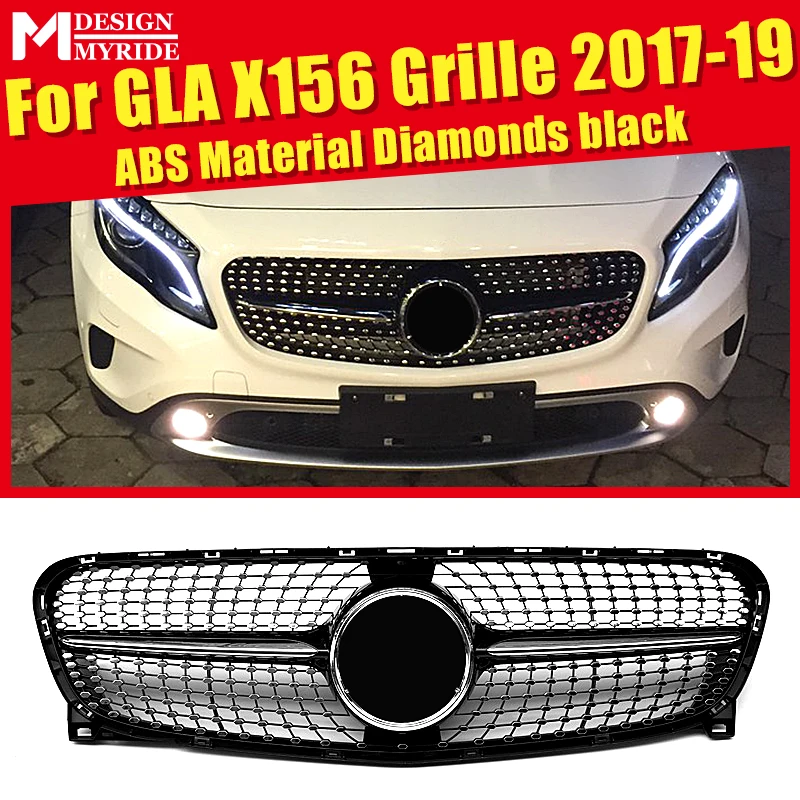 X156 решетка гриль бриллианты решетки без SignFor MercedesMB GLA класс X156 GLA180 GLA200 GLA250 вид решетки ABS черный