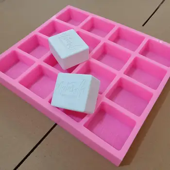 

16 Cavities Square Natural Soap Mould with Brand Name Custom Silicone Moulds for Soap Making