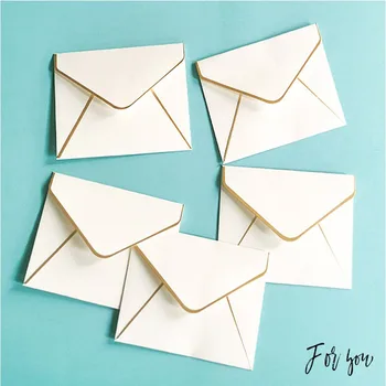 

100Pc/lot Korean Creative Decoration Golden Envelope Hot Stamping Edge Greeting Cards Envelope