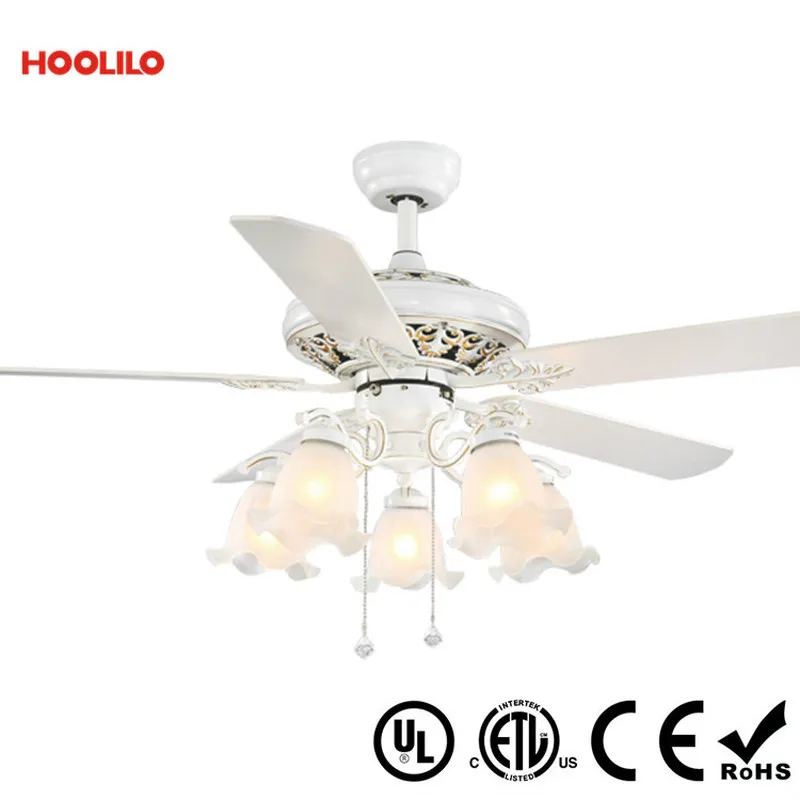 Luxury White Remote Control Ceiling Fan Lamp With E27 Led