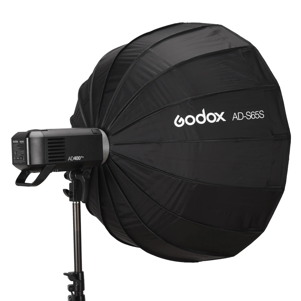 Godox AD-S65S 65 см/25,6 дюйма глубокий параболический софтбокс, крепление для Godox, Серебряный Отражатель, сотовая сетка для вспышки Godox AD400Pro