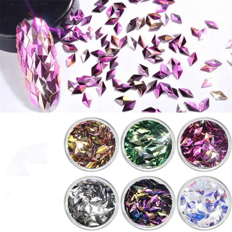 

Nail art accessories wholesale 3D diamond sequins three-dimensional laser colorful sequins 6 color set