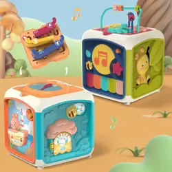 Montessori bebê atividade cubo música brinquedo para a criança 0 12 meses musical jogo educativo brinquedos interativos para crianças aprendizagem presente