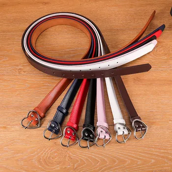 

fashion Women leather Girdle Love-shape Metal Buckle Pure Color Waistband Belt Women's Retro Pin Buckle Jeans with Wide Belt