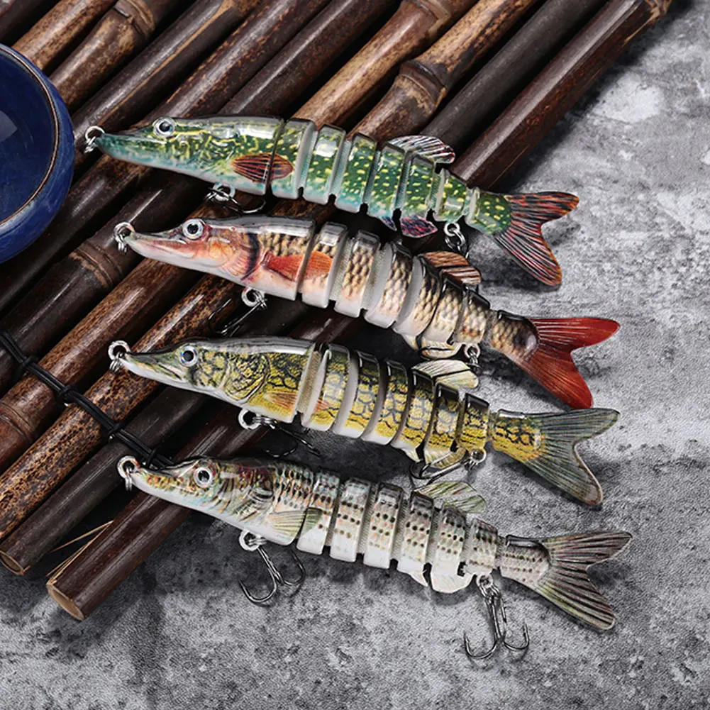 Fishing Baits Durable Artificial 8 Section ABS Bionic Bait RiversLake Fish Hook Ocean Outdoor Tools Seawater 4 Colors