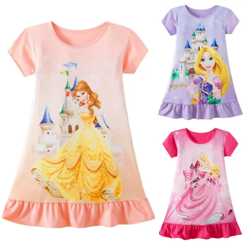 

Dresses Kids Girl Sleeveless Flower Print Cotton and Linen Rapunzel Aurora Baby Girl Spring Summer dresses for girls