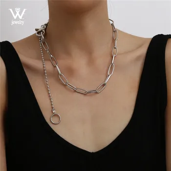 

WE Bohemia Iron Circle Tassel Pendant Choker Necklace Steampunk Goth Chunky Thick Chain Necklace Women Aesthetic Jewelry Gifts