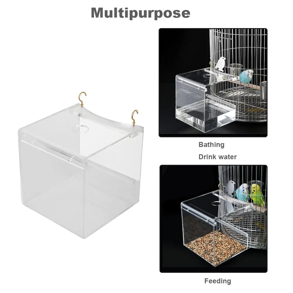 Акриловая кормушка для птиц Pet Parrot Bath Tub Seed еда контейнер для воды аксессуары для птичьей клетки для длиннохвостый попугай канарейка