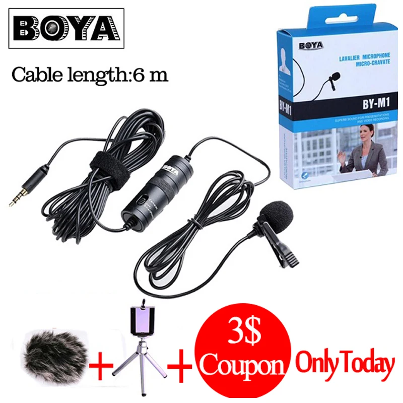 Skup Boya By m1 BY M1DM Lav Lavalier microfone wielokierunkowy mikrofon pojemnościowy 3.5mm mikrofon do Canon iPhone DSLR Audio Recorders
