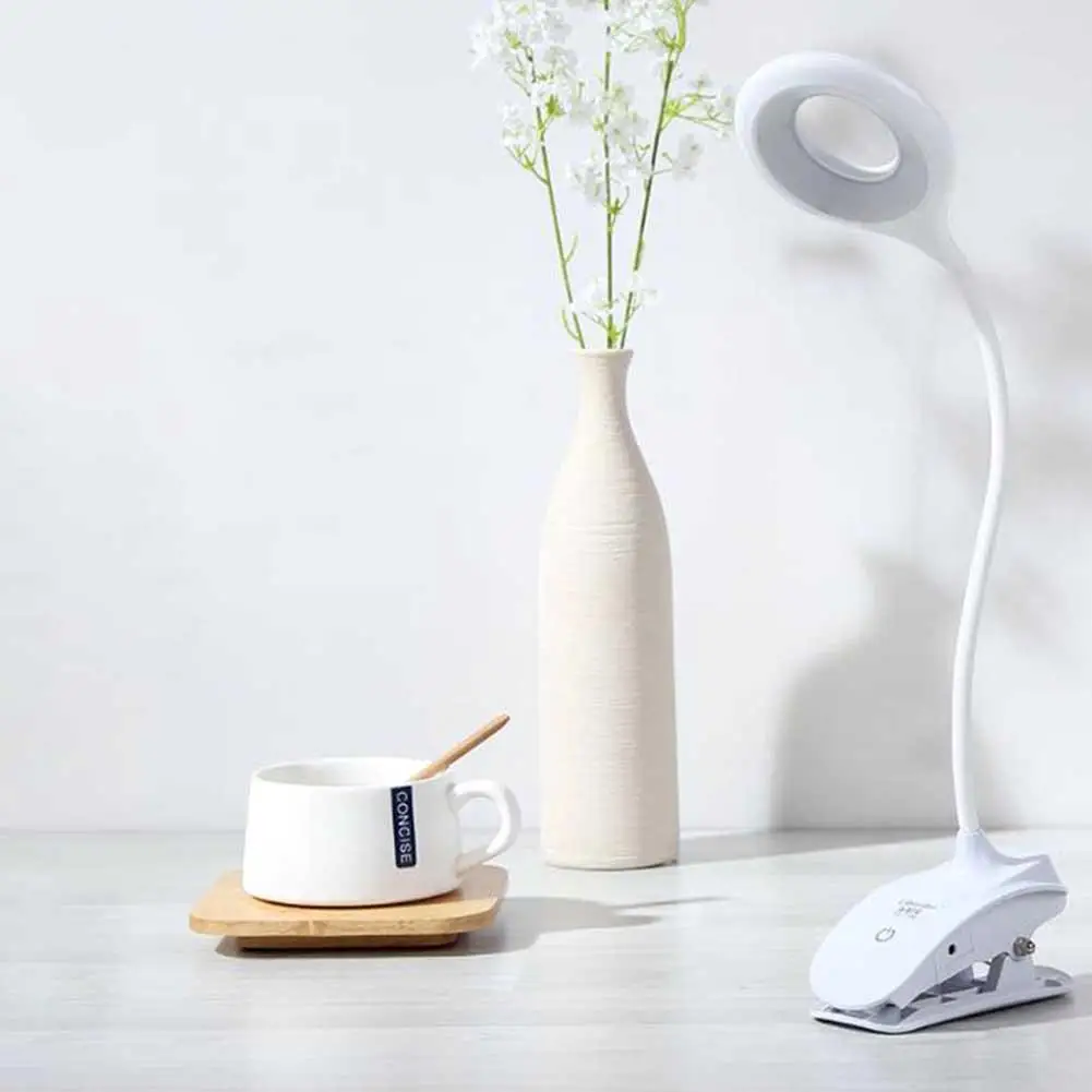 

Portable LED desk lamp touch switch eye protection clip table lamp 3 mode dimmable USB rechargeable desk lamp