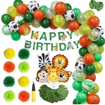 

97Pcs/set Jungle Theme Animal Ballons Birthday Jungle Party Safari Party Party Baloon Wedding Party Decor Kid Birthday Balloon