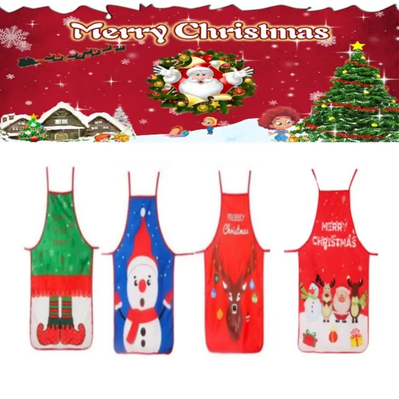 

1PCS Home Decor Apron Christmas Tree Deer Printing Brief Adult Apron Kitchen Baking Cooking Accessories Aprons Kitchen Tools